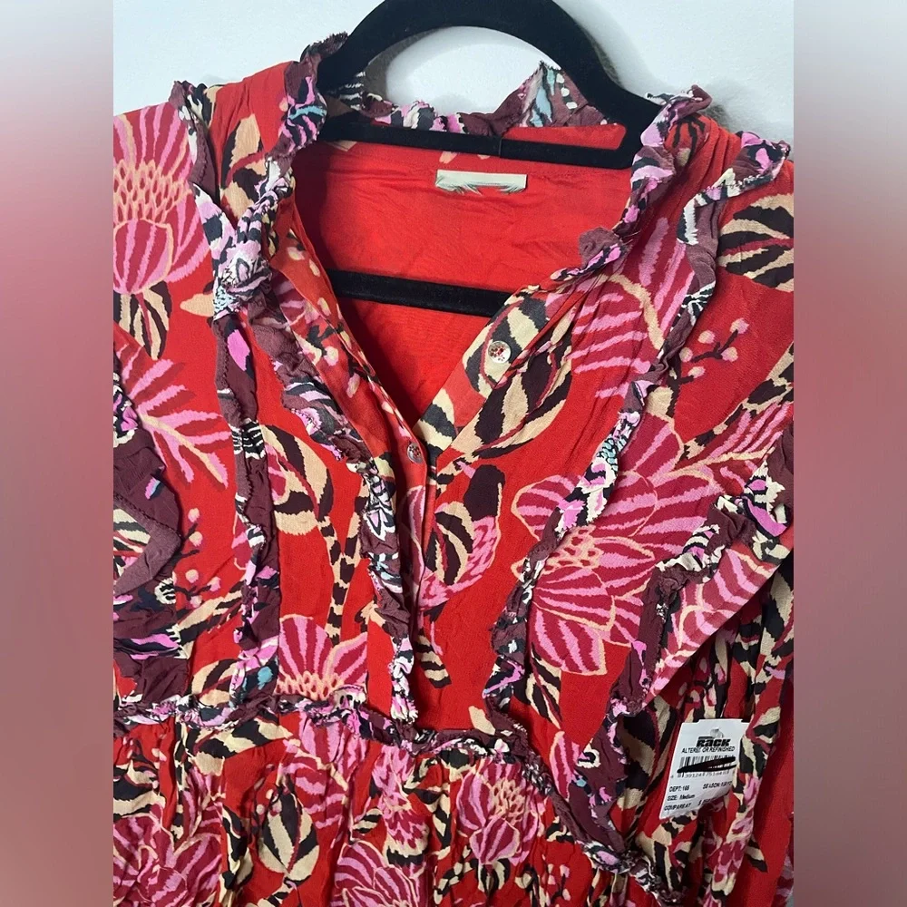 NWT Farm Rio Rio Ruffled Tiered Mini Dress Vibrant Tropical - Picture 6 of 13